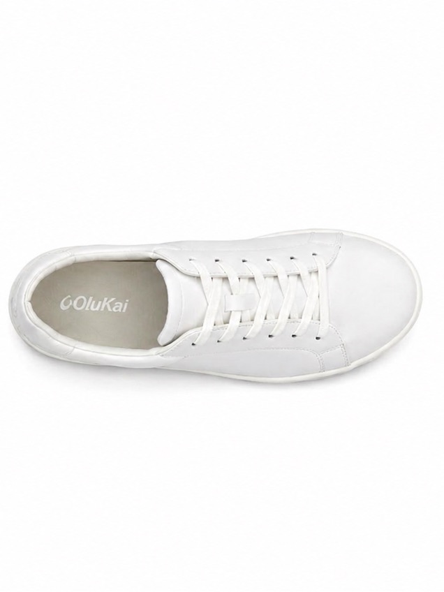 Olukai Pehuea Li ‘Ili Leather Sneakers Bright White 8 Brand New — image 3 of 8